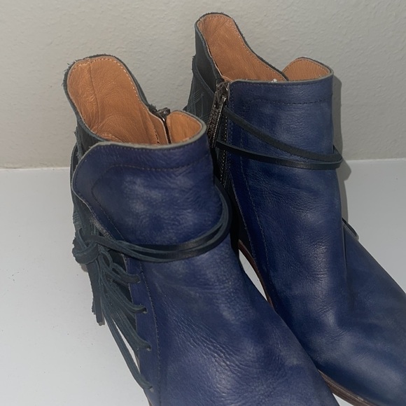 Anthropologie Veracruz leather Wrap Ankle Boots blue size 37 6 - Picture 2 of 12